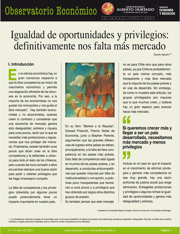 Título: "Igualdad de oportunidaes y privilegios: definitivamente nos falta más mercado"